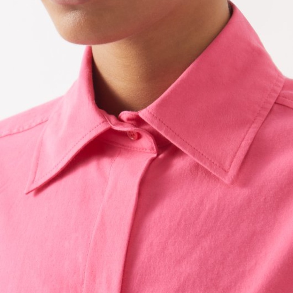 RAEY Bright Pink Oversized Cotton + Lyocell Shirt Dress L XL - Picture 10 of 11